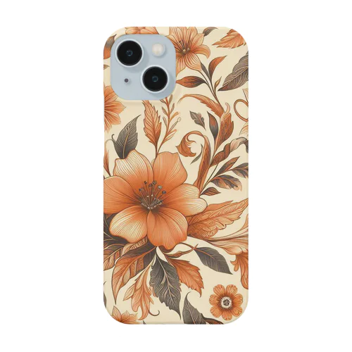 オレンジの花柄。 Smartphone Case