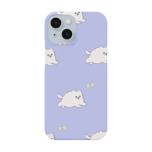 モッフモフの白ぽめちゃん　蝶々を追いかける Smartphone Case