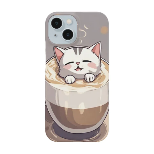 至福のカプチーノ猫🐈 スマホケース