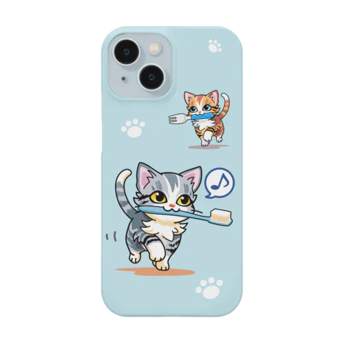 フォークをくわえたアメリカンショートヘアの子猫 Smartphone Case