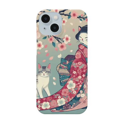 和風cat 見返り桜 Smartphone Case