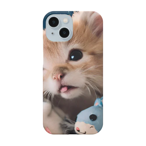 ぬいぐるみと猫ちゃんのショット Smartphone Case