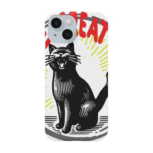 "Have a Great Day!"素敵な一日を！のロゴ入り黒猫のイラストです。 スマホケース