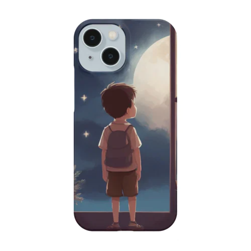 窓の中に立つ少年が、深い夜空を見つめている。 Smartphone Case