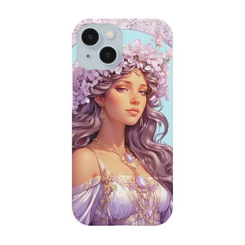 ライラックの花の妖精・精霊の少女の絵画 Smartphone Case