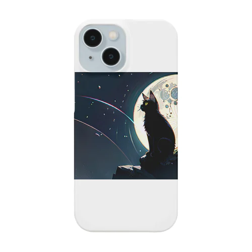 月夜を眺める黒猫 Smartphone Case