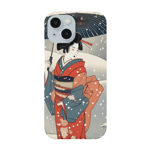 日本の風景、雪降る中を歩く舞妓さん　Japanese senery：Maiko in the snow Smartphone Case