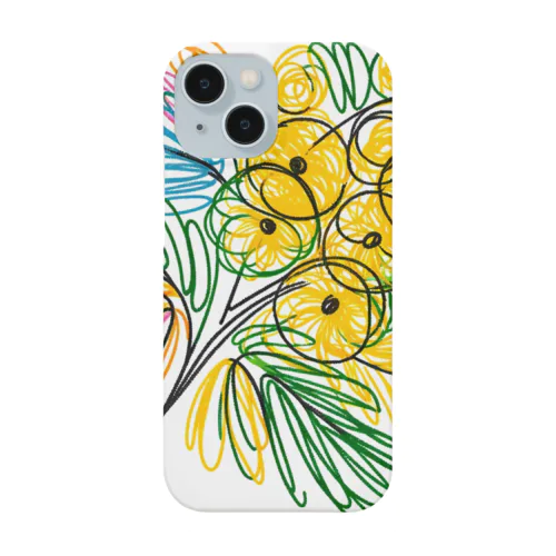 鮮やかなカラフルなミモザの花束 Smartphone Case