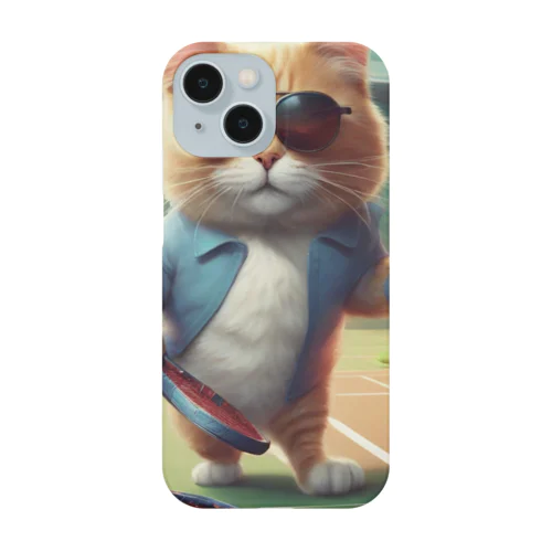 サングラス姿のお洒落な猫がテニスいいよ！ Smartphone Case