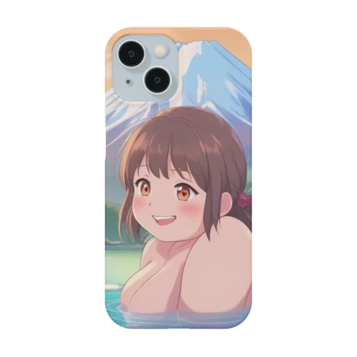 富士山絶景にある露天風呂のかわいい女の子 Smartphone Case