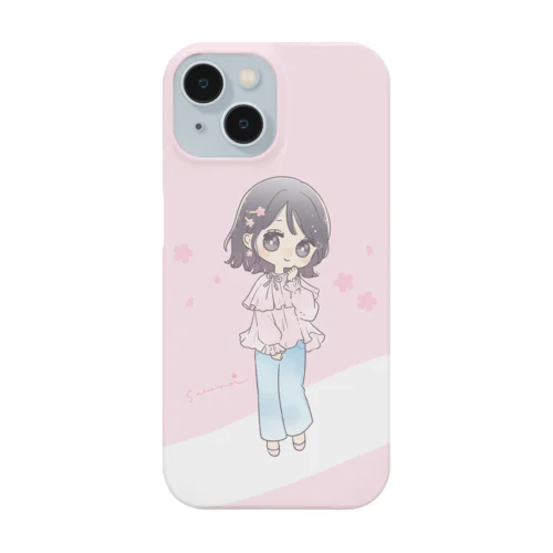 桜と少女のiPhoneケース スマホケース