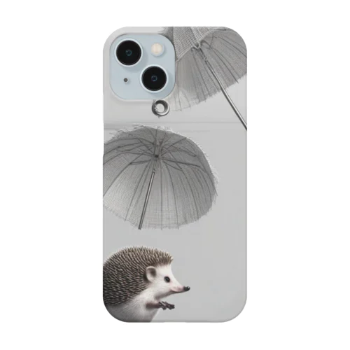 小さな傘をさして歩いているハリネズミ Smartphone Case