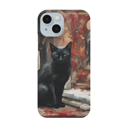絵画風の黒猫🐈‍⬛ スマホケース