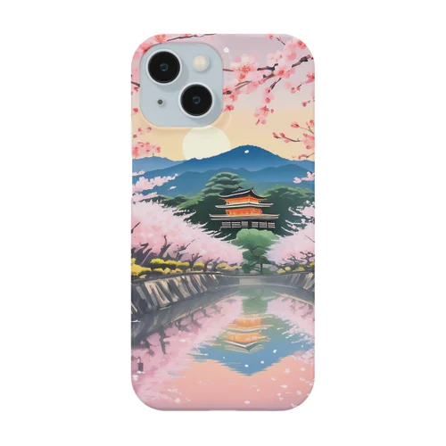 日本の風景:川面に映える満開の桜、Jpanese senery: Cherry blossoms in full bloom reflected on the river surface Cherry blossoms in full bloom reflected on the river surface Smartphone Case