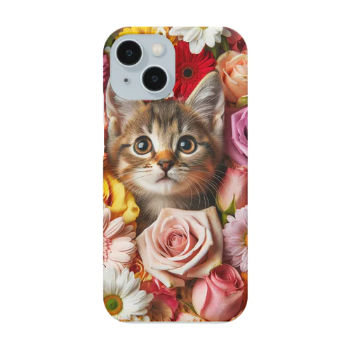 美しい花々と可愛らしい子猫 Smartphone Case