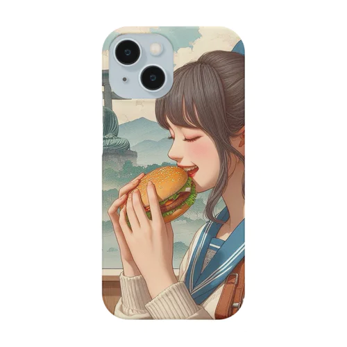 ハンバーガーを食べる女子 Smartphone Case