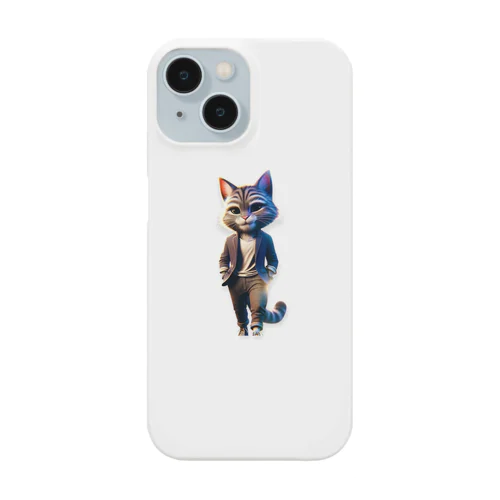 このイラストは、スタイリッシュでクールな猫の擬人化が描かれています。 Smartphone Case