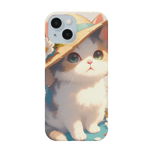 帽子をかぶった可愛い子猫 Marsa 106 スマホケース