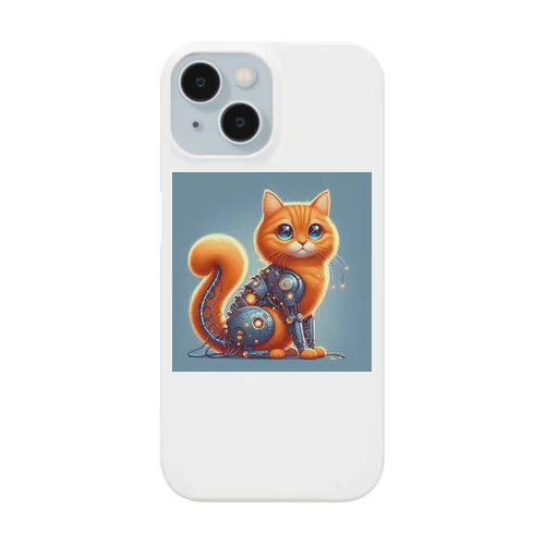 体がロボットで、顔が猫の画像 Smartphone Case