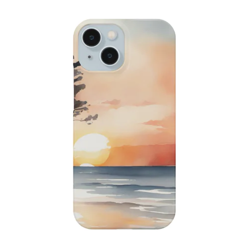 夕日に染まる海を背 Smartphone Case