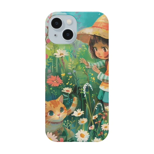 お花畑に囲まれる猫ちゃんと私 アメジスト 2846 Smartphone Case