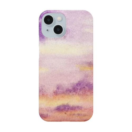 紫色の雲と夕焼け（水彩色鉛筆画） Smartphone Case