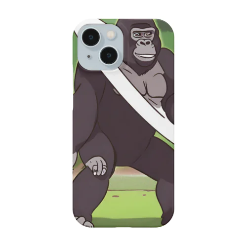 フリスビーをする白黒のゴリラ Smartphone Case