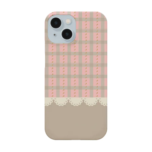 「びわこチェックレース柄」スマホケース Smartphone Case