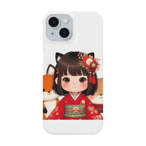 狐娘とかわいい狐 スマホケース