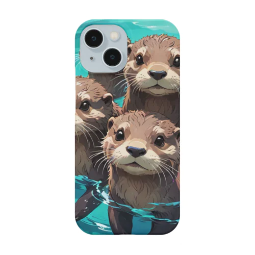 水遊びする親子カワウソ Smartphone Case