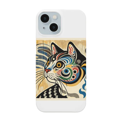 浮世絵風　猫（顔）"Ukiyo-e Style Cat (Face)"  "浮世绘风格的猫（脸）" スマホケース