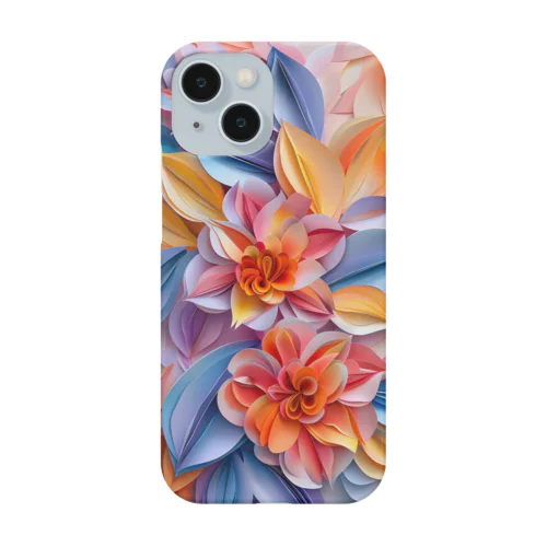 デジタル３D春の花柄紙細工風アート Smartphone Case