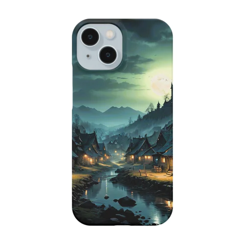 夜に輝く美しい村の光景 Smartphone Case