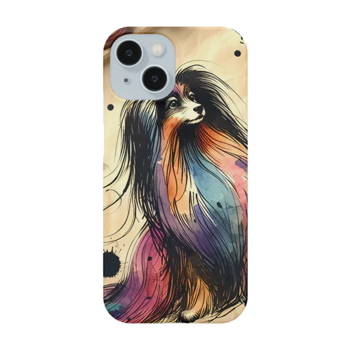 カラフル毛長犬インク印刷 Smartphone Case