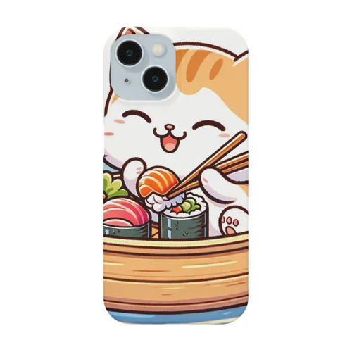 子猫が船で美味しいお魚食べたよ Smartphone Case