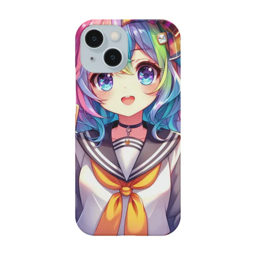 カラフルな制服を着こなす元気いっぱいの女子高生 Smartphone Case