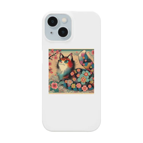 浮世絵風　カラフル猫「Ukiyo-e-style Colorful Cat」「浮世绘风格的多彩猫」 スマホケース