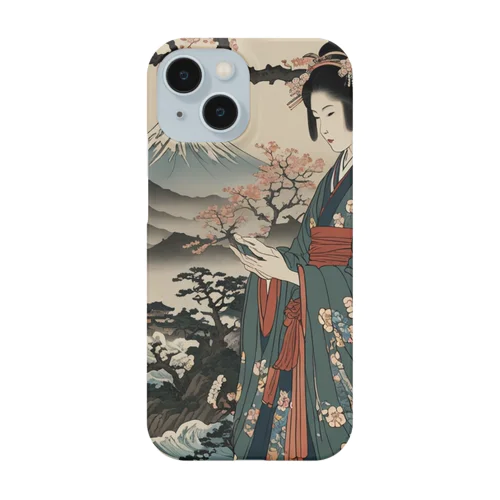 浮世絵　桜と着物美人画 Smartphone Case