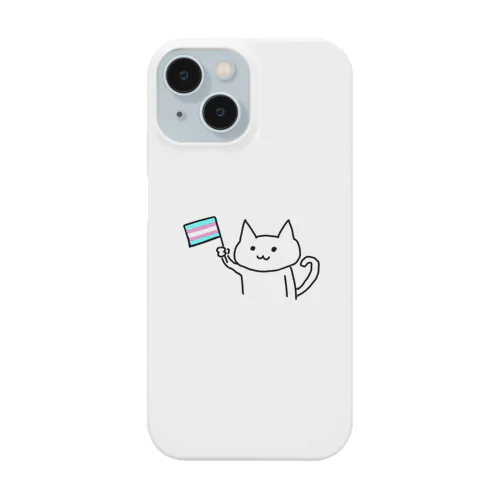 トランスジェンダーフラッグを持ったねこ Smartphone Case