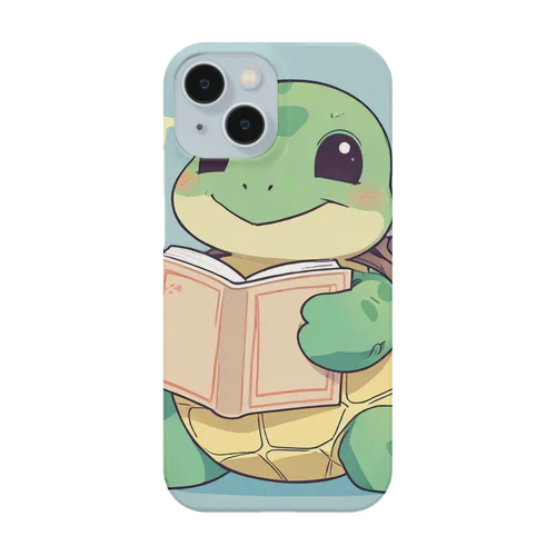 おもちゃの本を持ったかわいいカメ Smartphone Case