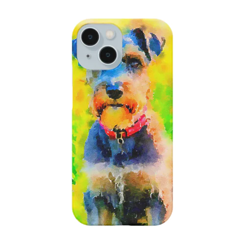 水彩画の犬 花畑のシュナウザーのイラスト Smartphone Case