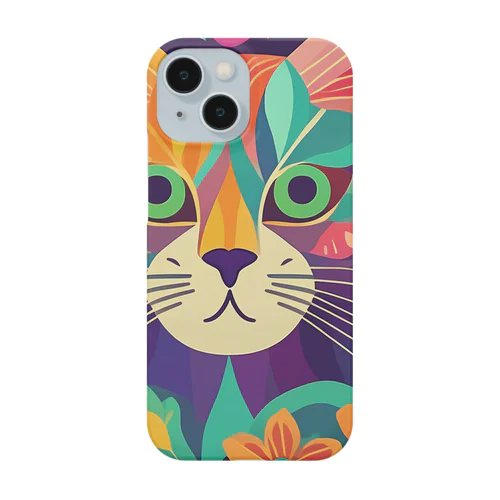 カラフルで何か考え事をしていそうなかわいい猫ちゃん。 Smartphone Case