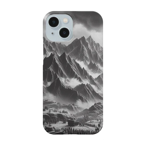 （モノクロ写真風）山間の戦場のジオラマ③ Smartphone Case
