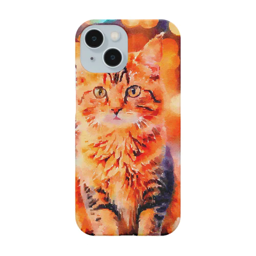猫の水彩画/キジトラねこのイラスト/ブラウンタビーネコ Smartphone Case