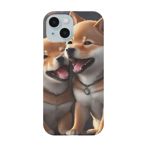 和笑い転げている子犬の柴犬 Smartphone Case