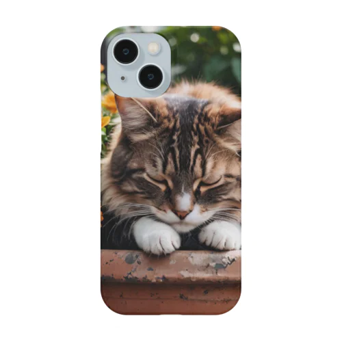 お花の上でくつろぐ猫 Smartphone Case