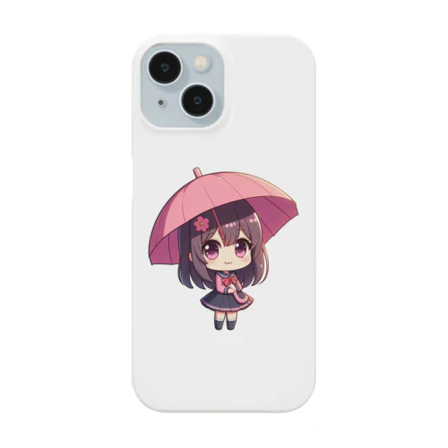 ピンクの傘と可愛い少女💞 스마트폰 케이스