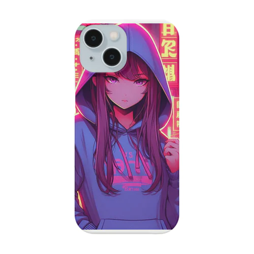 ネオンが光る街に立つ女の子2 Smartphone Case