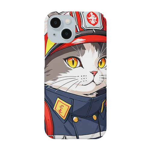 働く猫：消防士 Smartphone Case