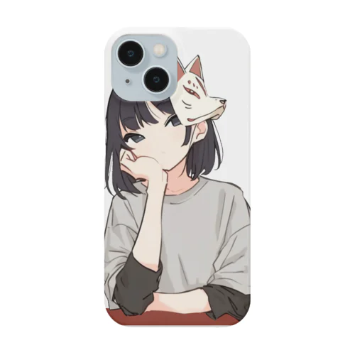 肘つき狐面少女 Smartphone Case